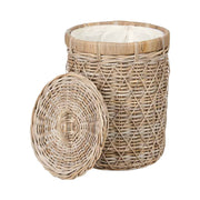 Brown Rattan Round Linen Basket-1
