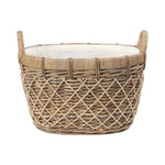 Brown Rattan Oval Handled Laundry Basket-2