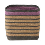 Seagrass Natural, Grey and Lilac Stripe Square Basket-0