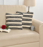 Black & White Striped Cushion Cover | Textured Cotton | 40x40cm |  Modern Home Decor-1
