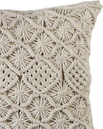 Organic Cotton Macrame Cushion Cover | Handwoven Boho Pillow Case | Natural Cream Decorative Cushion | 40x40cm-2