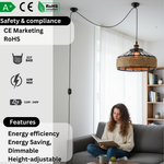 2m Plug in Pendant Light Hemp Rope with Dimmer ~6447-2