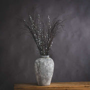 Aged Stone Tall Ceramic Vase-0