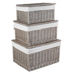 Antique Wash Cotton Lined Wicker Storage Basket-0