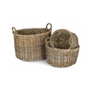 Oval Rattan Log Basket With Cordura Lining-0