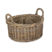 Oval Rattan Log Basket With Cordura Lining-2