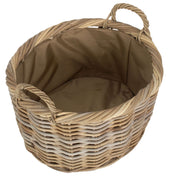 Oval Rattan Log Basket With Cordura Lining-3