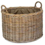 Oval Rattan Log Basket With Cordura Lining-5