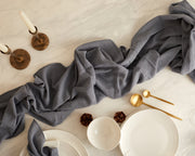 Ave Blue Cotton Gauze Table Runner-0