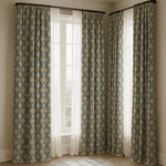 Custom Star Lattice Embroidered Organic Linen Curtains – Single Panel or Pair, Light-Filtering Cotton or 100 % Blackout Liner-4