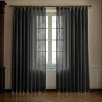 Dark Grey Linen Sheer Curtains - Triple Pinch Pleat - Made to Measure-1