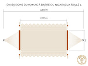 Dessin d'un hamac à barre du Nicaragua fait main L avec mesures détaillées design de luxe