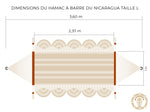 Dessin d'un hamac à barre du Nicaragua fait main L avec mesures détaillées plusieurs couleurs