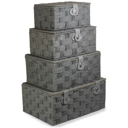Twisted Grey Paper Rope Storage Basket-0