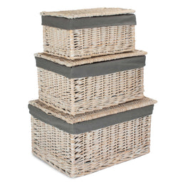 Whitewash Steamed Grey Cotton Lined Wicker Storage Basket-0