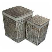 Antique Wash Square Laundry Basket with Grey Sage Lining-1