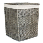 Antique Wash Square White Cotton Lined Laundry Basket-3