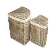 Antique Wash Corner White Cotton Lined Laundry Basket-1