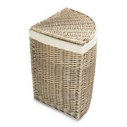 Antique Wash Corner White Cotton Lined Laundry Basket-4