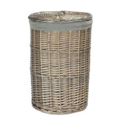 Antique Wash Round Laundry Basket with Grey Sage Lining-3