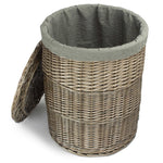 Antique Wash Round Laundry Basket with Grey Sage Lining-4