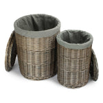 Antique Wash Round Laundry Basket with Grey Sage Lining-1