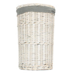 Round White Wash Wicker Laundry Basket with Grey Sage Lining-3