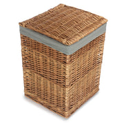 Light Steamed Square Wicker Laundry Basket with Grey Sage Lining-3