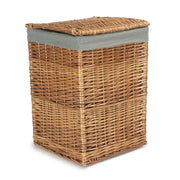 Light Steamed Square Wicker Laundry Basket with Grey Sage Lining-4