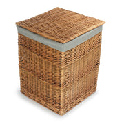 Light Steamed Square Wicker Laundry Basket with Grey Sage Lining-5