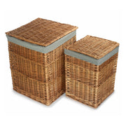Light Steamed Square Wicker Laundry Basket with Grey Sage Lining-1