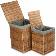 Light Steamed Square Wicker Laundry Basket with Grey Sage Lining-2