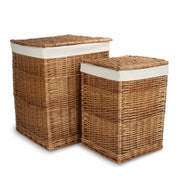 White Lining Light Steamed Square Wicker Laundry Basket-0