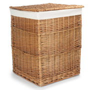 White Lining Light Steamed Square Wicker Laundry Basket-3