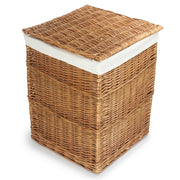 White Lining Light Steamed Square Wicker Laundry Basket-4