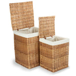 White Lining Light Steamed Square Wicker Laundry Basket-2