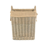 Small Rectangular Hessian Lined Wicker Log Basket-1