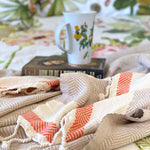 Pipa Sustainable Hand-loomed Throw Blanket - Beige-3