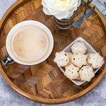 Herringbone Pattern Round Wooden Serving Tray-2