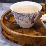 Herringbone Pattern Round Wooden Serving Tray-3