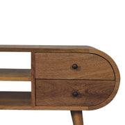 Oak-ish Circular Media Unit with 2 Open Slots-4