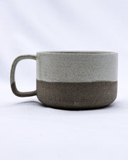 Matte White Handmade Ceramic Smoked Grey Stoneware Big Ceramic Mug-0