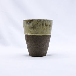 TerraBlu Quadra Handmade Ceramic Smoked Grey Stoneware Tall Ceramic Cup-0