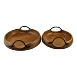 Set Of 2 Mango Wood Bowls With Metal Handles-4