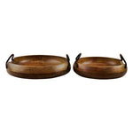 Set Of 2 Mango Wood Bowls With Metal Handles-3