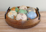 Set Of 2 Mango Wood Bowls With Metal Handles-2