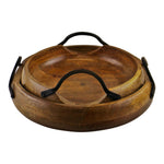 Set Of 2 Mango Wood Bowls With Metal Handles-0
