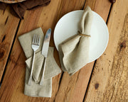 Cassis Linen Table Napkin Beige Set-0