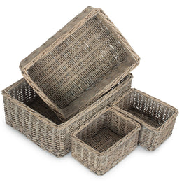 Wicker Grey Wash Storage Tray-0
