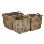 Square Grey Rattan Log Basket-0